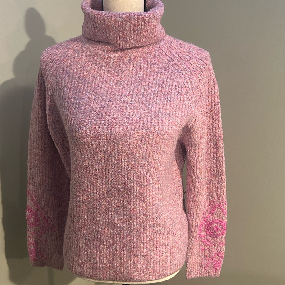 Tribal Soft Pink Turtle Neck Sweater